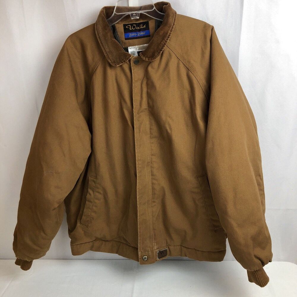 Vintage Mens Walls Zero-Zone Duck Jacket XXL Brown Insulated Corduroy Collar